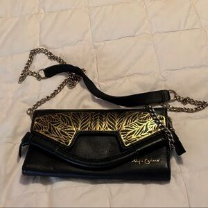 Foley + Corinna Black Crossbody with Gold Leaf Accent